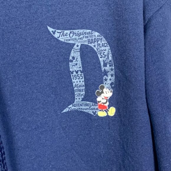 VTG Disneyland Blue Hoodie M Mickey Mouse D Logo Disney Apparel Kangaroo Pocket - Picture 2 of 8